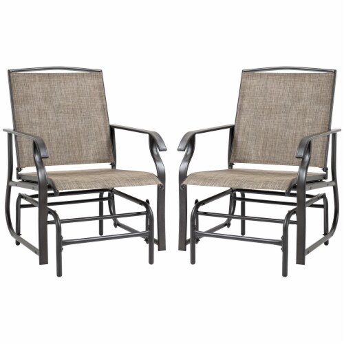2-Piece Glider Outdoor Chair Set Garden Patio Bistro Swing Furniture Perspective: back