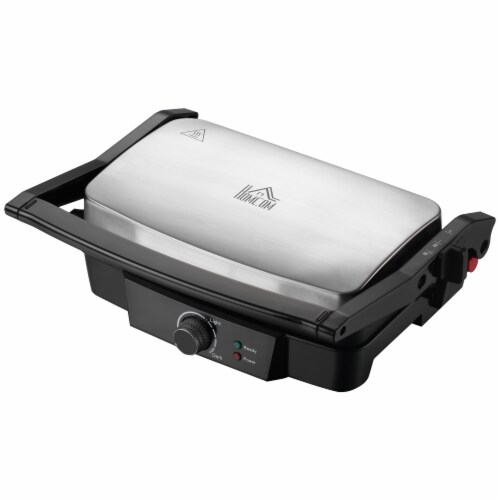 Panini Press Grill Stainless Steel Sandwich Maker w/ Non-Stick Plates Drip Tray Perspective: back
