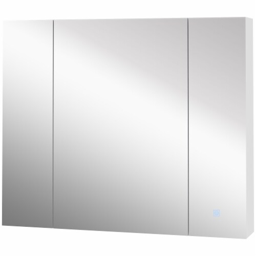 LED Lighted Mirror Cabinet Wall-Mounted Bathroom Organizer w/ Touch Switch Perspective: back