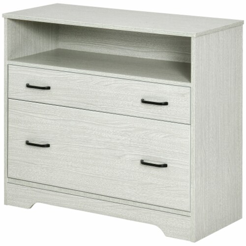 Home Office File Cabinet Storage Organizer W/ 2 Drawers & Shelf, Grey Perspective: back