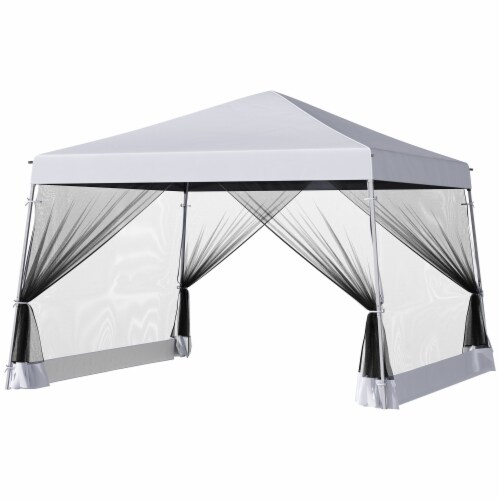 12' x 12' Pop Up Gazebo Foldable Canopy Tent w/ Carry Bag, Mesh Netting, White Perspective: back