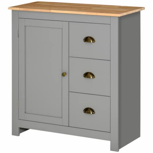 Modern Storage Sideboard Kitchen Cabinet Table w/ 3 Drawers & Adjustable Shelf Perspective: back