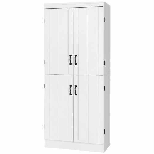 70  Modern Kitchen Pantry Storage Cupboard Cabinet w/ 6-Tier Shelving, White Perspective: back
