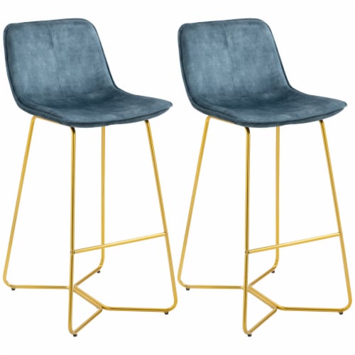 Blue and gold bar sales stools set of 2