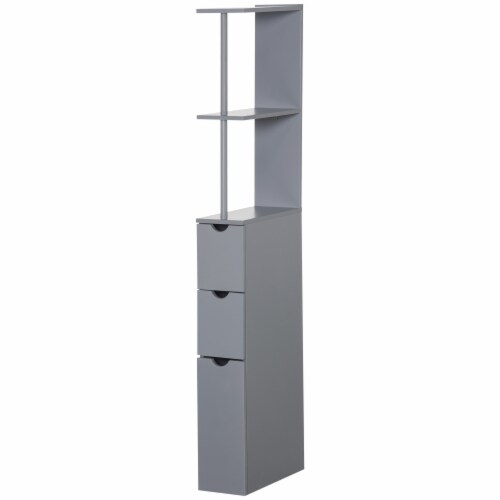 54 Tall Bathroom Linen 2-Tier Cabinet Shelf Storage Cupboard w/ Drawers,  Grey, 1 Unit - Kroger