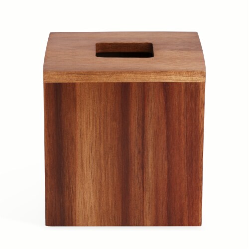 Acacia Wood Tissue Box Cover Perspective: back