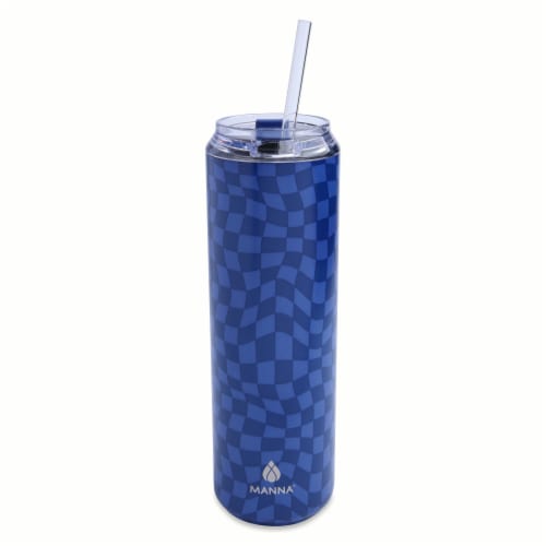 Manna™ Checker Tallboy™ Tumbler - Blue Perspective: back