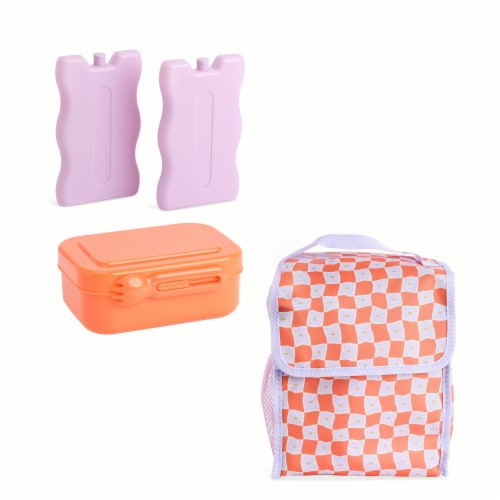Manna 4 Piece Lunch Kit - Apricot Flowers Perspective: back