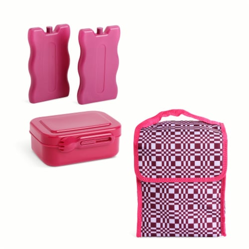 Manna 4 Piece Lunch Kit - Rasberry Blocks Perspective: back