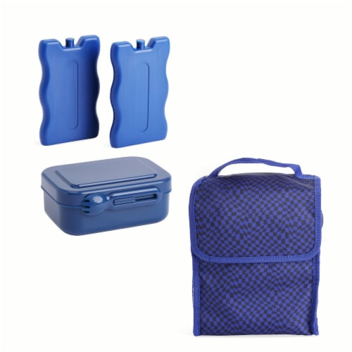 Manna 4 Piece Lunch Kit - Blue Checkers Perspective: back
