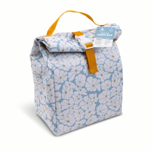 Core Home Manna Buckle Lunch Bag Blue Flowers Perspective: back