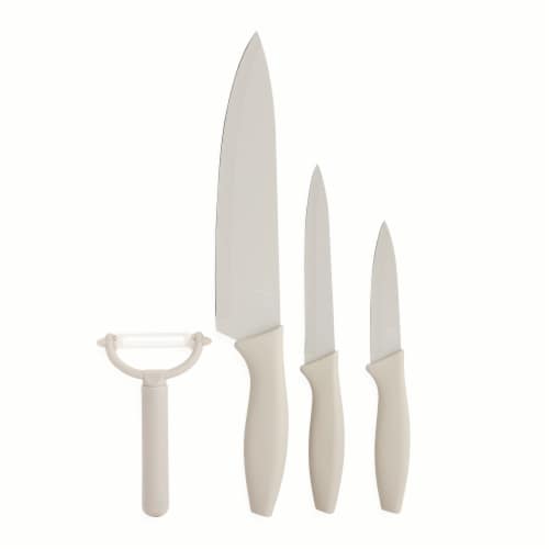 Core Home 4 Piece Color Coated Knives & Vegetable Peeler Set - Grey Perspective: back