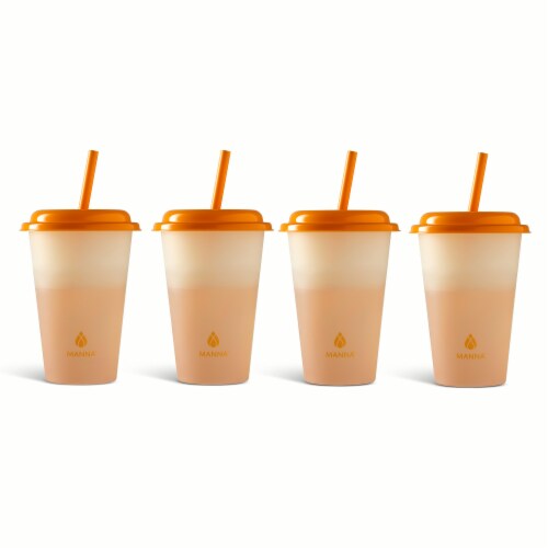 Core Home Kids Color Changing Tumblers With Straws Orange Perspective: back