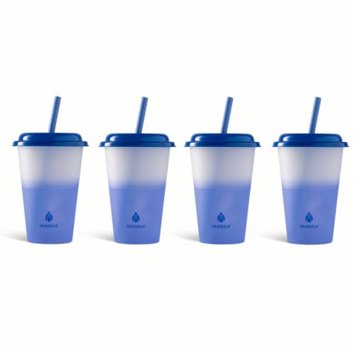 Core Home Kids Color Changing Tumblers With Straws Blue Perspective: back