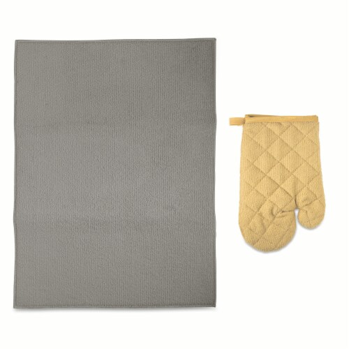 Core Home Microfiber Mitt And Drying Mat Set - Tan & Charcoal Perspective: back