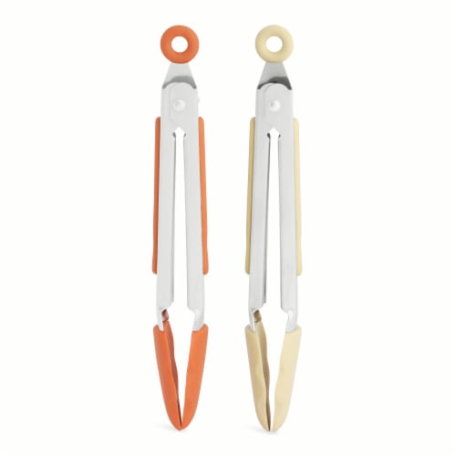 Core Home™ Silicone Mini Locking Tongs 2 Piece Set Orange/Cream Perspective: back