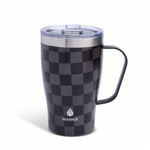 Manna™ Cozy™ Stainless Steel Mug - Black Checkers Perspective: back