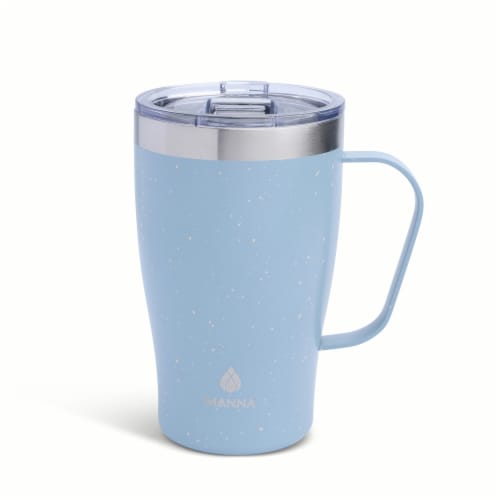 Manna™ Cozy™ Stainless Steel Coffee Mug - Blue Splatter Perspective: back