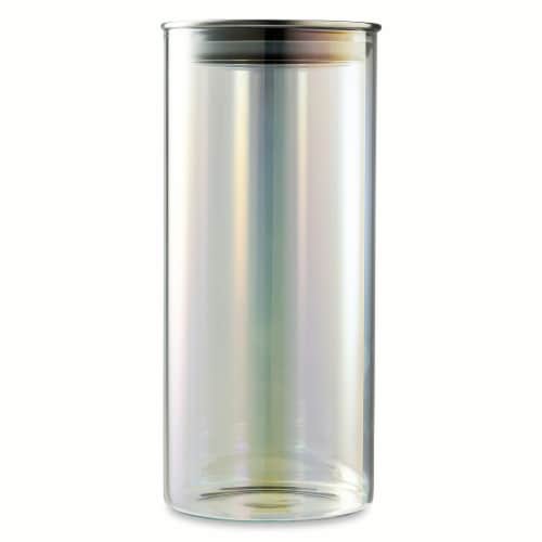 Core Kitchen Stainless Steel & Glass Iridescent Storage Jar Perspective: back