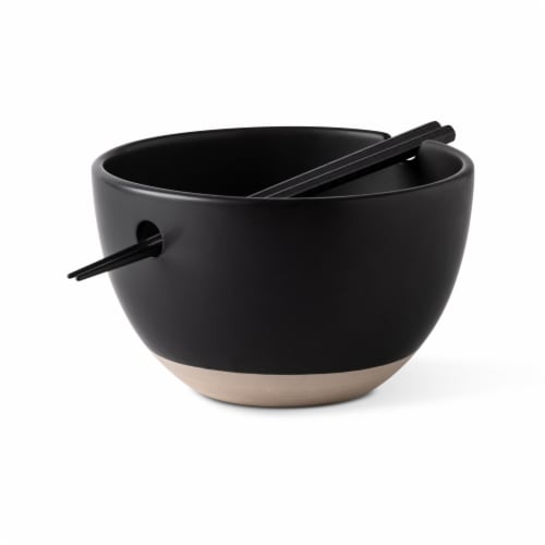 Core Kitchen Black Noodle Bowl & Chopsticks Perspective: back