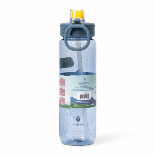 Manna™ Push™ Water Bottle - Blue Perspective: back