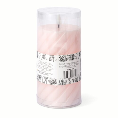 Core Home™ Medium Flameless LED Swirl Pillar Wax Candle - Pink Perspective: back