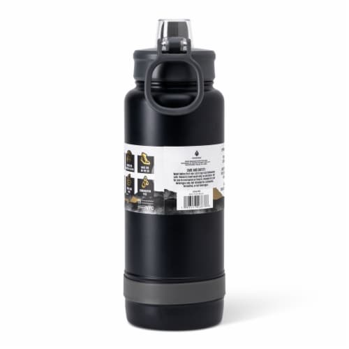 Manna™ Push™ Staineless Steel Water Bottle - Black Perspective: back