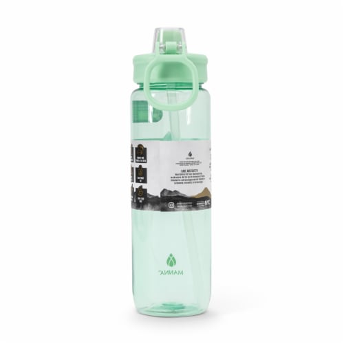 Manna™ Push™ Lightweight Plastic Water Bottle - Green Perspective: back