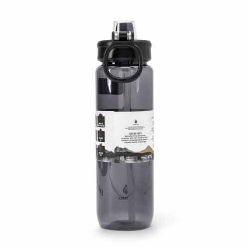 Manna™ Push™ Lightweight Plastic Water Bottle - Black Perspective: back