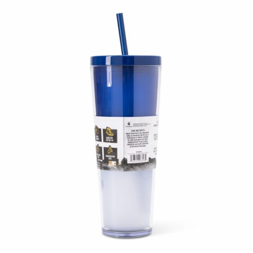 Manna™ Axel™ Plastic Tumbler & Straw Set - Blue Perspective: back