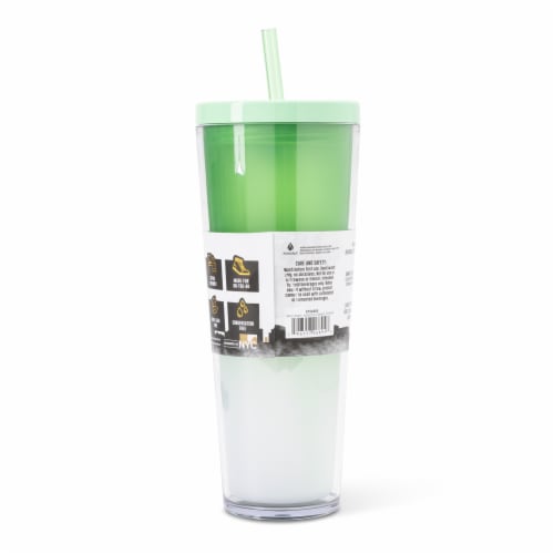 Manna™ Axel™ Plastic Tumbler & Straw Set - Green Perspective: back
