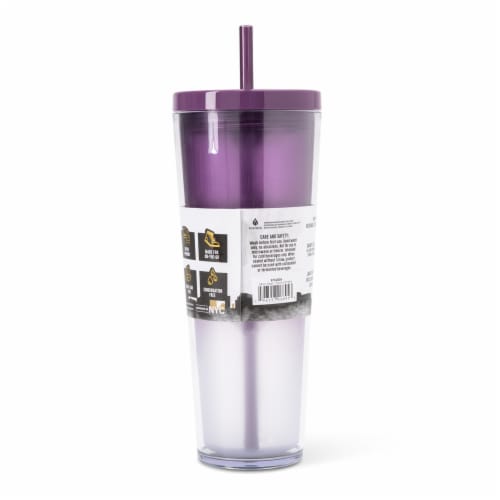 Manna™ Axel™ Plastic Tumbler & Straw Set - Purple Perspective: back