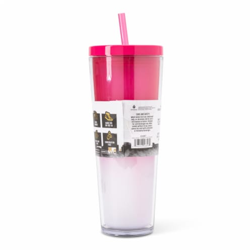 Manna™ Axel™ Plastic Tumbler & Straw Set - Pink Perspective: back