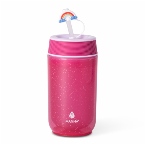 Manna™ Navigator Bottle Plastic with Rainbow Straw Topper Perspective: back
