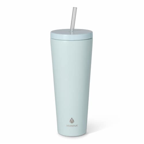 Manna™ Axel™ Stainless Steel Tumbler With Straw - Steel Blue Perspective: back
