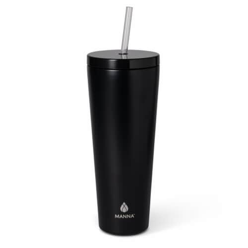 Manna™ Axel™ Stainless Steel Tumbler With Straw - Black Perspective: back