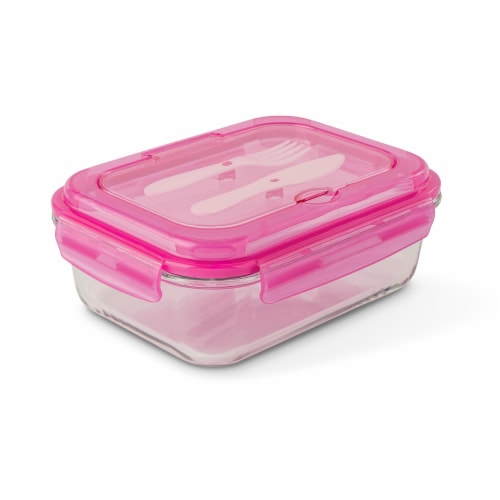 Manna™ Glass Bento Box - Pink Perspective: back