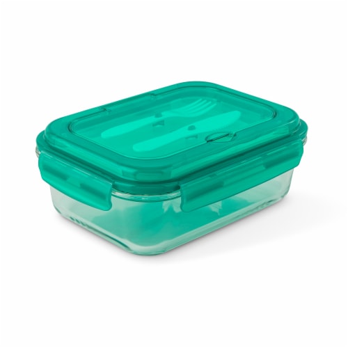 Manna™ Glass Bento Box - Teal Perspective: back