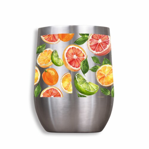 Creative Products Citrus Pattern 11 oz. Stainless Steel Wine Tumbler Perspective: back