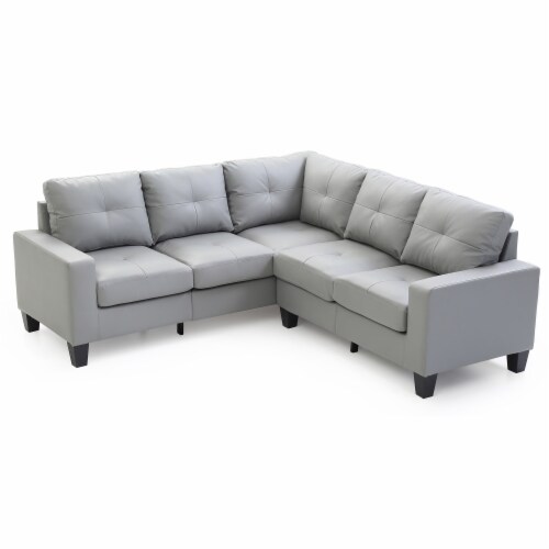 Newbury 82 In. W 2Piece Faux Leather L Shape Sectional Sofa In Gray, 1