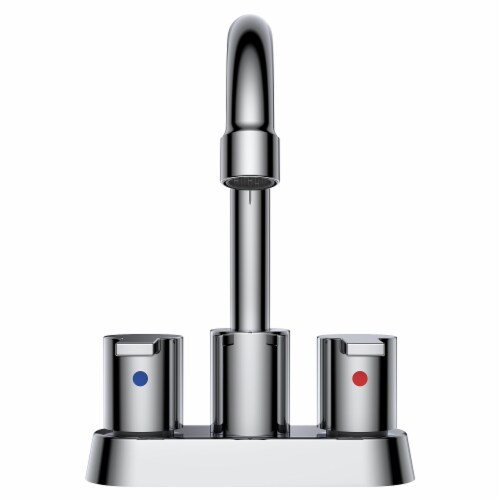 4 in. Double Handle Centerset Double Handle Bathroom Faucet with Drain Kit Included in Chrome Perspective: back