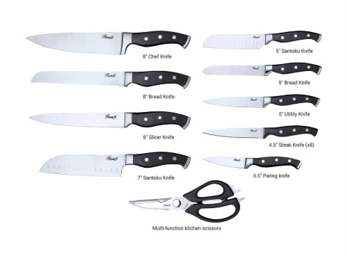 18-Piece Black Stainless Steel Professional Cutlery Kitchen Knife Set Perspective: back