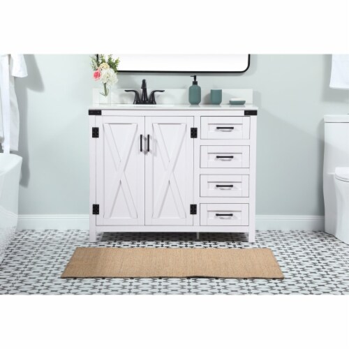 42 Inch Single Bathroom Vanity In White With Backsplash Perspective: back