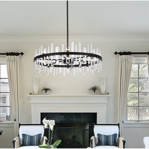 Serena 36 Inch Crystal Round Chandelier In Black 1 King Soopers