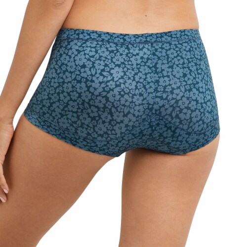 Maidenform Women's Boyshort Urchin Teal Block Floral Print Perspective: back