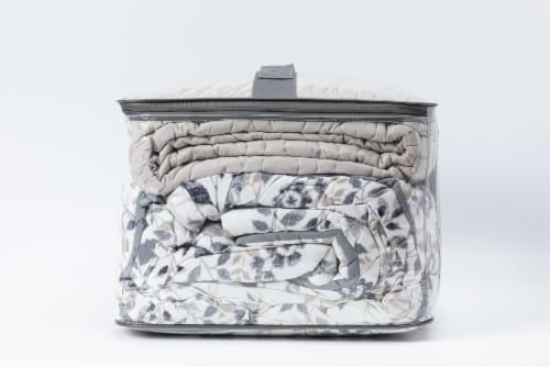 Ellen Tracy Polyester Bedding Comforter Set King - 4 pack Grey Floral Perspective: back