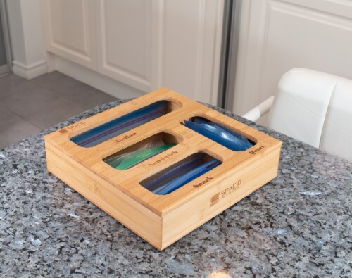 Ziplock Bag Bamboo Storage Organizer for Kitchen Drawer Wooden