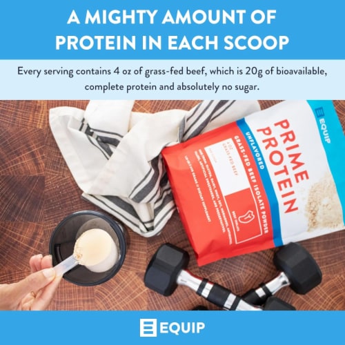 Equip Foods Unflavored Prime Protein Grass Fed Beef Protein Isolate Carnivore Protein Powder Perspective: back