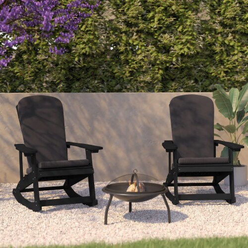 Charlestown Set of 2 All-Weather Poly Resin Indoor/Outdoor Folding Adirondack Chairs in Bl Perspective: back