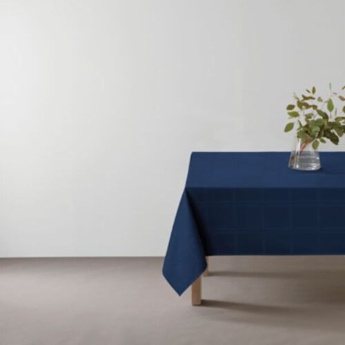 Simply Essential Solid Windowpane Oblong Tablecloth Navy 60 x
